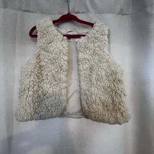Girls Cream Sherpa Faux Fur Vest